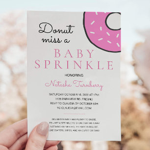 Cute Pink Donut Baby Sprinkle Girl Baby shower Kaart