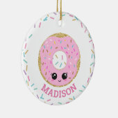 Cute Pink Donut Doughnut met naam Keramisch Ornament (Rechts)