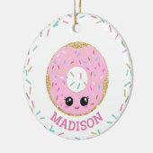 Cute Pink Donut Doughnut met naam Keramisch Ornament (Links)