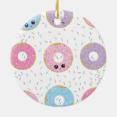 Cute Pink Donut Doughnut met naam Keramisch Ornament (Achterkant)