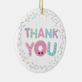 Cute Pink Donut Doughnuts Sprinkles Dank je wel Keramisch Ornament (Rechts)