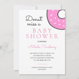 Cute Pink Donut Miss A Baby shower Kaart
