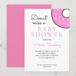 Cute Pink Donut Miss A Baby shower Kaart