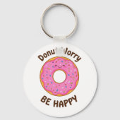 Cute Pink Donut with Sprinkles Sleutelhanger (Achterkant)