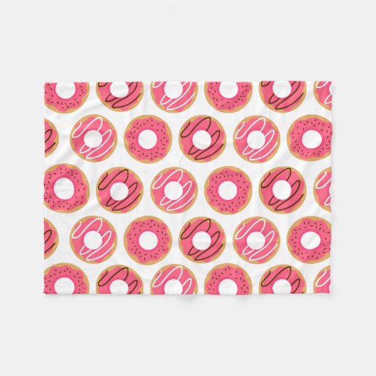 Cute Pink Donuts Pattern Fleece Deken (Voorkant (Horizontaal))