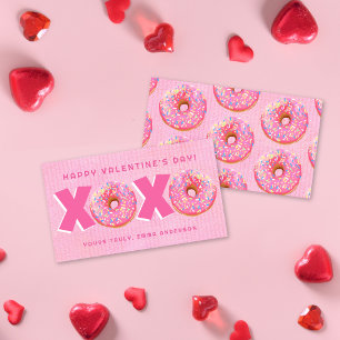 Cute Pink Donuts XOXO Valentijnse klaslokaalKaart Notitiekaartje