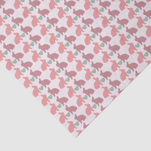 Cute Pink Dot Bunnies Pattern Tissuepapier (Detail)