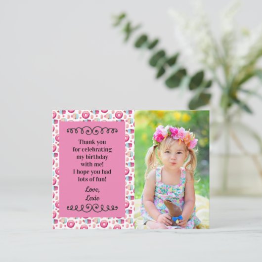 Cute Pink Doughnuts Cupcakes Birthday Hartelijk da Briefkaart (Staand voorkant)