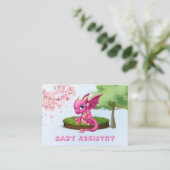 Cute Pink Dragon Baby Registry Visitekaartje (Staand voorkant)