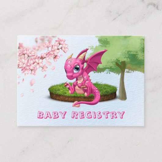 Cute Pink Dragon Baby Registry Visitekaartje (Voorkant)