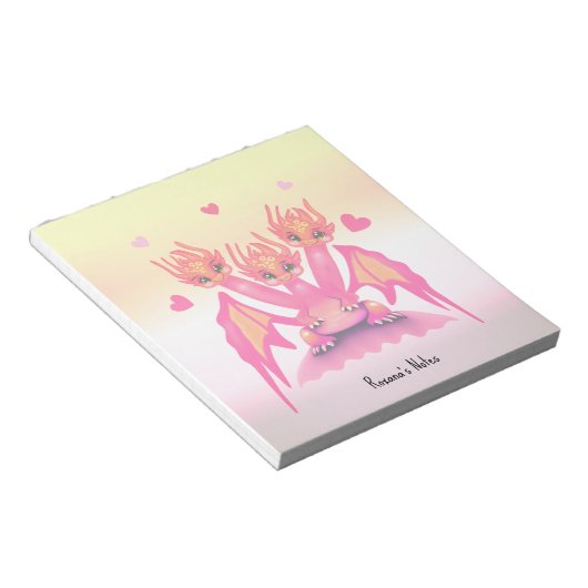 Cute pink dragons notitieblok (Schuin)