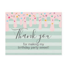 Cute Pink Drip Sprinkle Birthday Bedankt