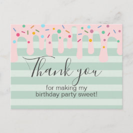 Cute Pink Drip Sprinkle Birthday Bedankt Briefkaart