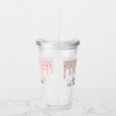 Cute Pink Drip Sprinkle Birthday Party Name Favor Acryl Drinkbeker (Rechts)