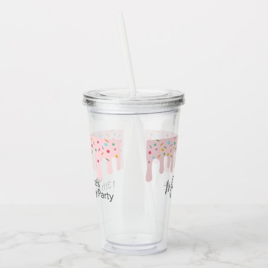 Cute Pink Drip Sprinkle Birthday Party Name Favor Acryl Drinkbeker (Links)