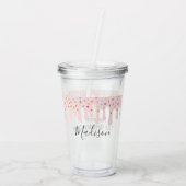 Cute Pink Drip Sprinkle Birthday Party Name Favor Acryl Drinkbeker (Achterkant)