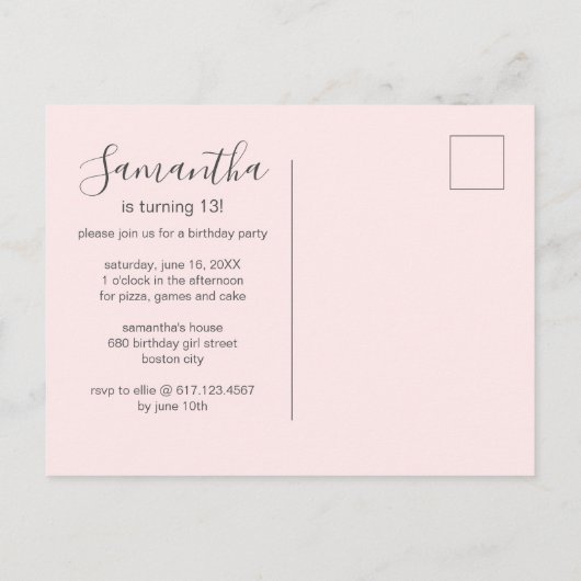 Cute Pink Drip Sprinkle Birthday Party Uitnodiging Briefkaart (Achterkant)