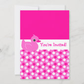 Cute Pink Ducky met Polka Dots Birthday Invite Kaart (Achterkant)