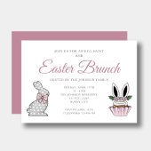 Cute Pink Easter Brunch Egg Hunt Kaart