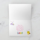 Cute Pink Easter Bunny and Chick Easter Hunt Bedankkaart (Binnen)