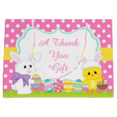 Cute Pink Easter Bunny and Chick Easter Hunt Groot Cadeauzakje (Voorkant)