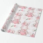 Cute Pink Easter Bunny Cadeaupapier (Uitgerold)