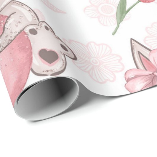 Cute Pink Easter Bunny Cadeaupapier (Rol Hoek)