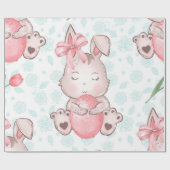 Cute Pink Easter Bunny Cadeaupapier (Vlak)
