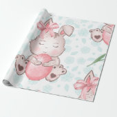 Cute Pink Easter Bunny Cadeaupapier (Uitgerold)