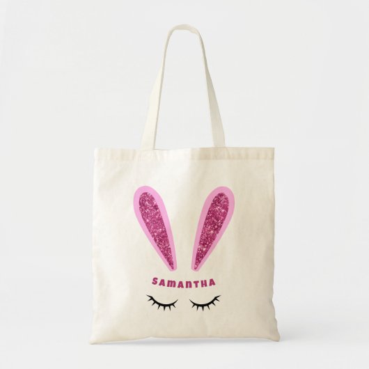 Cute Pink Easter Bunny Ears Persoonlijke Canvas ta Tote Bag (Voorkant)