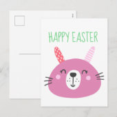 Cute Pink Easter Bunny Feestdagenkaart (Voorkant / Achterkant)