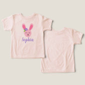 Cute Pink Easter Bunny Girl, gepersonaliseerd (Ontwerp Voorkant & Achterkant)