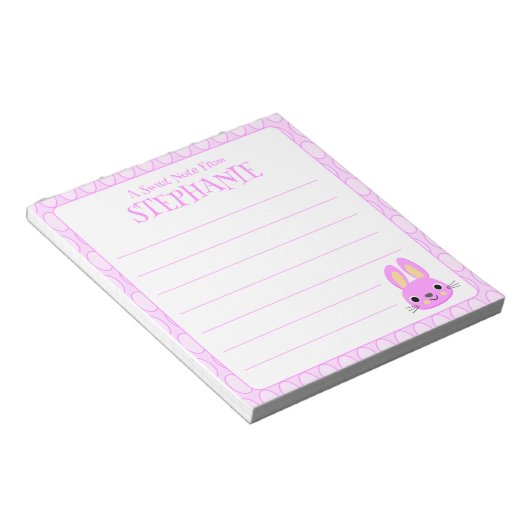 Cute Pink Easter Bunny Lined Notitieblok (Schuin)