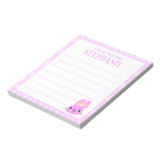 Cute Pink Easter Bunny Lined Notitieblok (Linkerzijde)