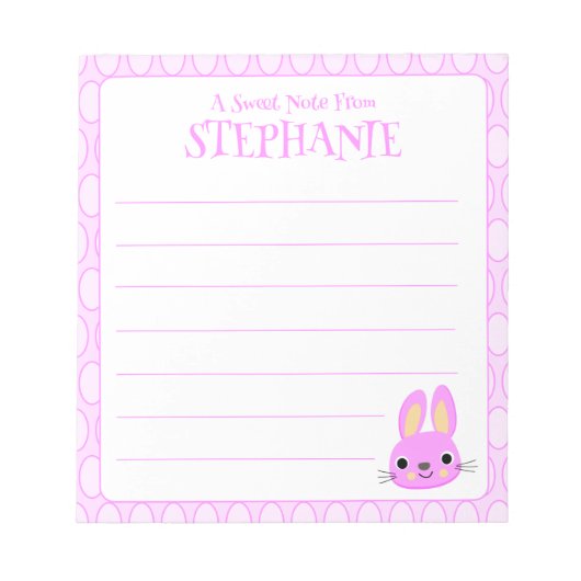 Cute Pink Easter Bunny Lined Notitieblok (Voorkant)