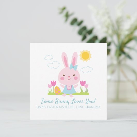Cute Pink Easter Bunny Rabbit (Staand voorkant)