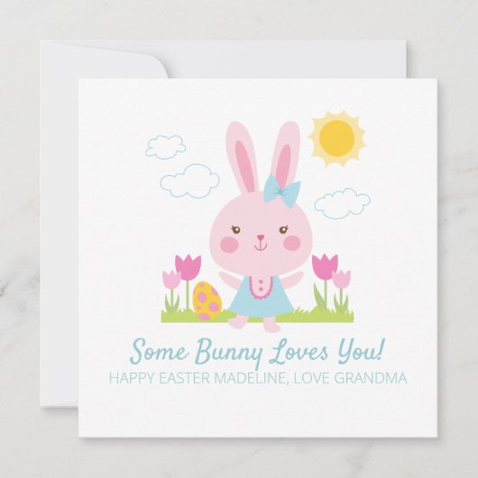 Cute Pink Easter Bunny Rabbit (Voorkant)