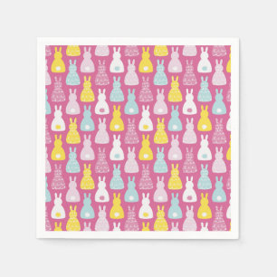 Cute Pink Easter Bunny Rabbit Paper Napkins Servet