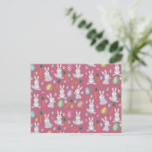 Cute Pink Easter Bunny Rabbit Patroon Feestdagenkaart (Staand voorkant)