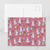 Cute Pink Easter Bunny Rabbit Patroon Feestdagenkaart (Voorkant / Achterkant)