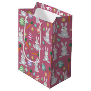 Cute Pink Easter Bunny Rabbit Patroon Medium Cadeauzakje