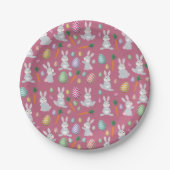 Cute Pink Easter Bunny Rabbit Patroon Papieren Bordje (Voorkant)