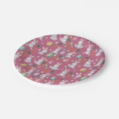 Cute Pink Easter Bunny Rabbit Patroon Papieren Bordje (Gekanteld)