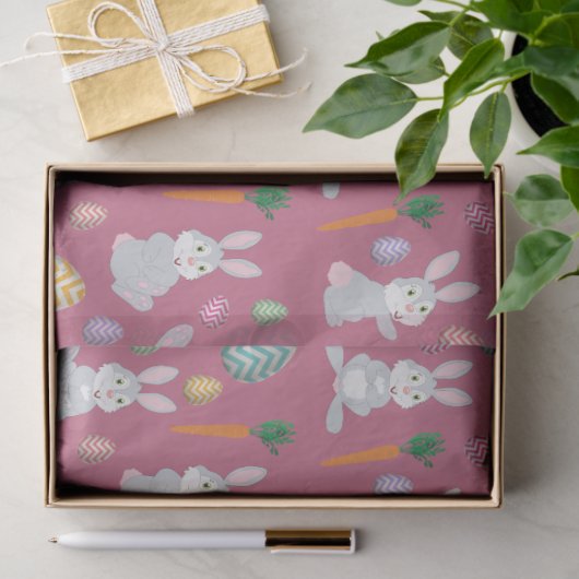 Cute Pink Easter Bunny Rabbit Patroon Tissuepapier (Geschenk)