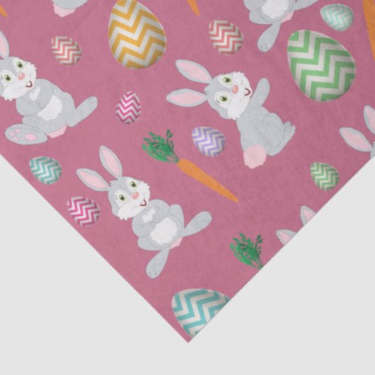 Cute Pink Easter Bunny Rabbit Patroon Tissuepapier (Detail)