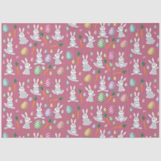 Cute Pink Easter Bunny Rabbit Patroon Tissuepapier (Voorkant)