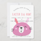 Cute Pink Easter Bunny | Uitnodiging Egg Hunt (Voorkant)