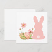 Cute Pink Easter Bunny with Spring Flowers Bedankkaart (Voorkant / Achterkant)