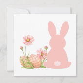 Cute Pink Easter Bunny with Spring Flowers Bedankkaart (Voorkant)