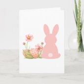 Cute Pink Easter Bunny with Spring Flowers Kaart (Voorkant)